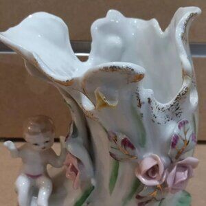 Vintage Cherub Angel 1954 Planter Figurine Spring